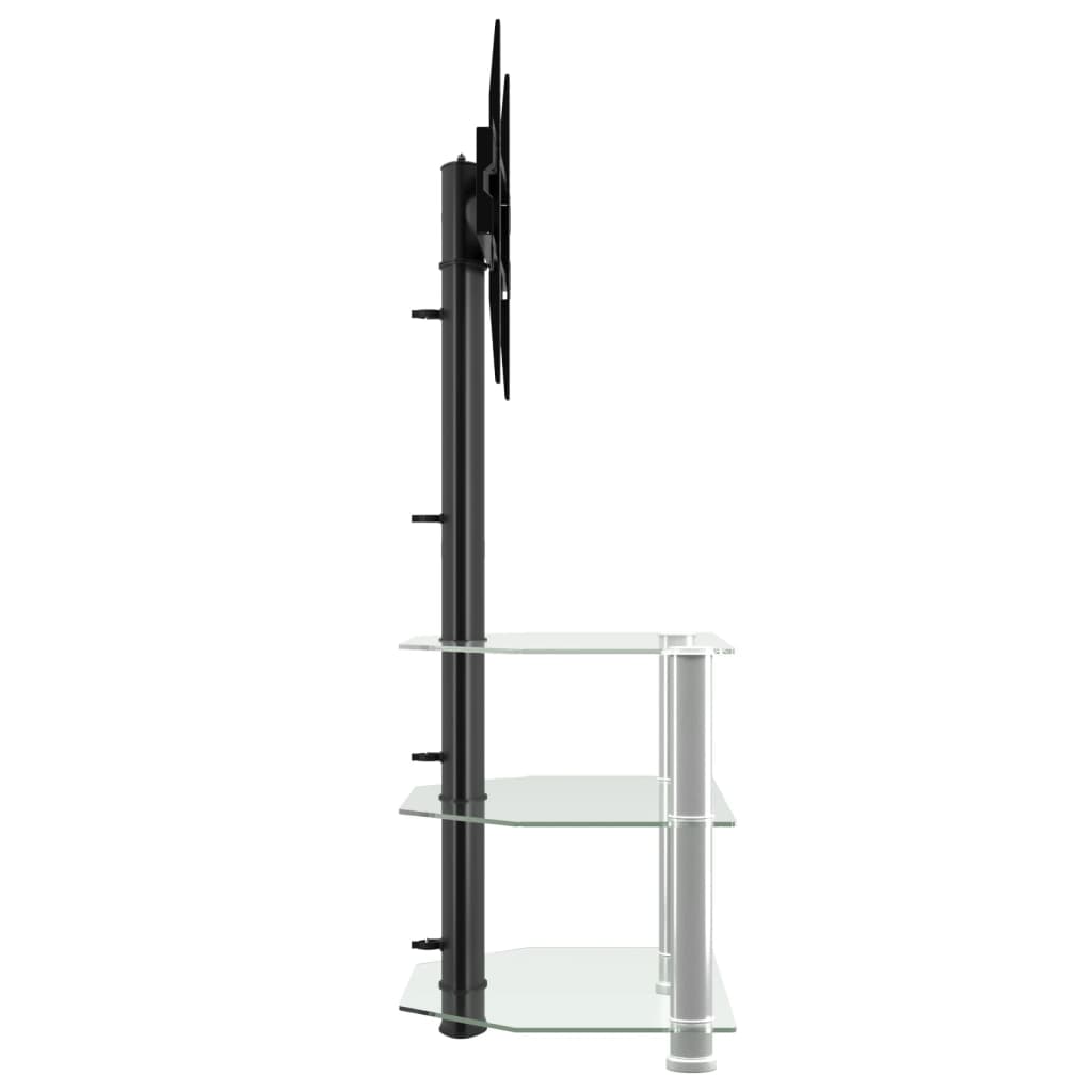 vidaXL Tv-standaard hoek 3-laags voor 32-70 inch zwart en zilverkleur