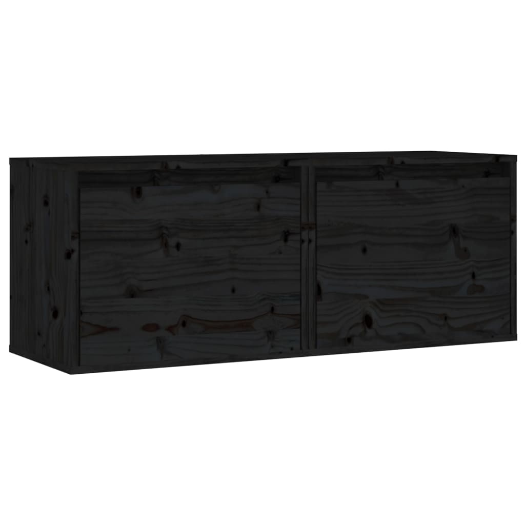vidaXL Wandkasten 2 st 45x30x35 cm massief grenenhout zwart