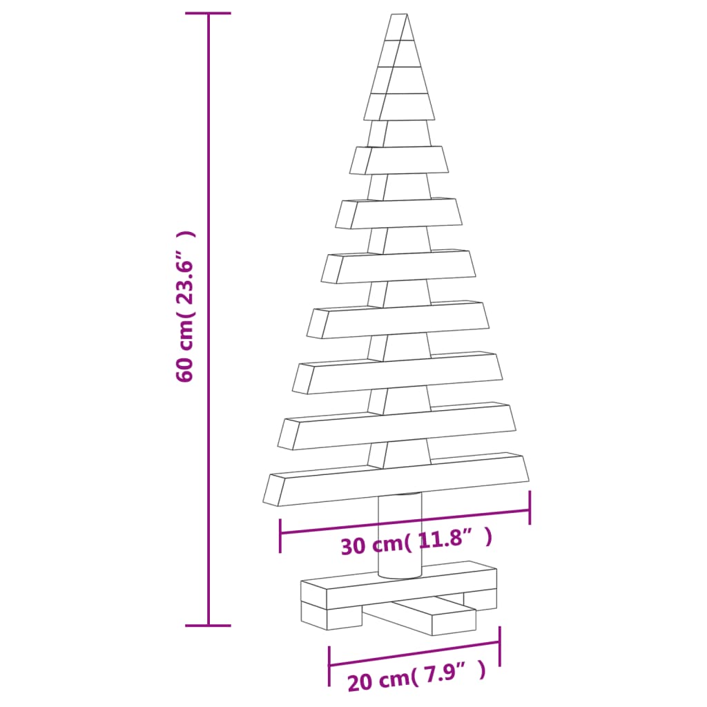 vidaXL Kerstdecoratie kerstboom 60 cm massief grenenhout