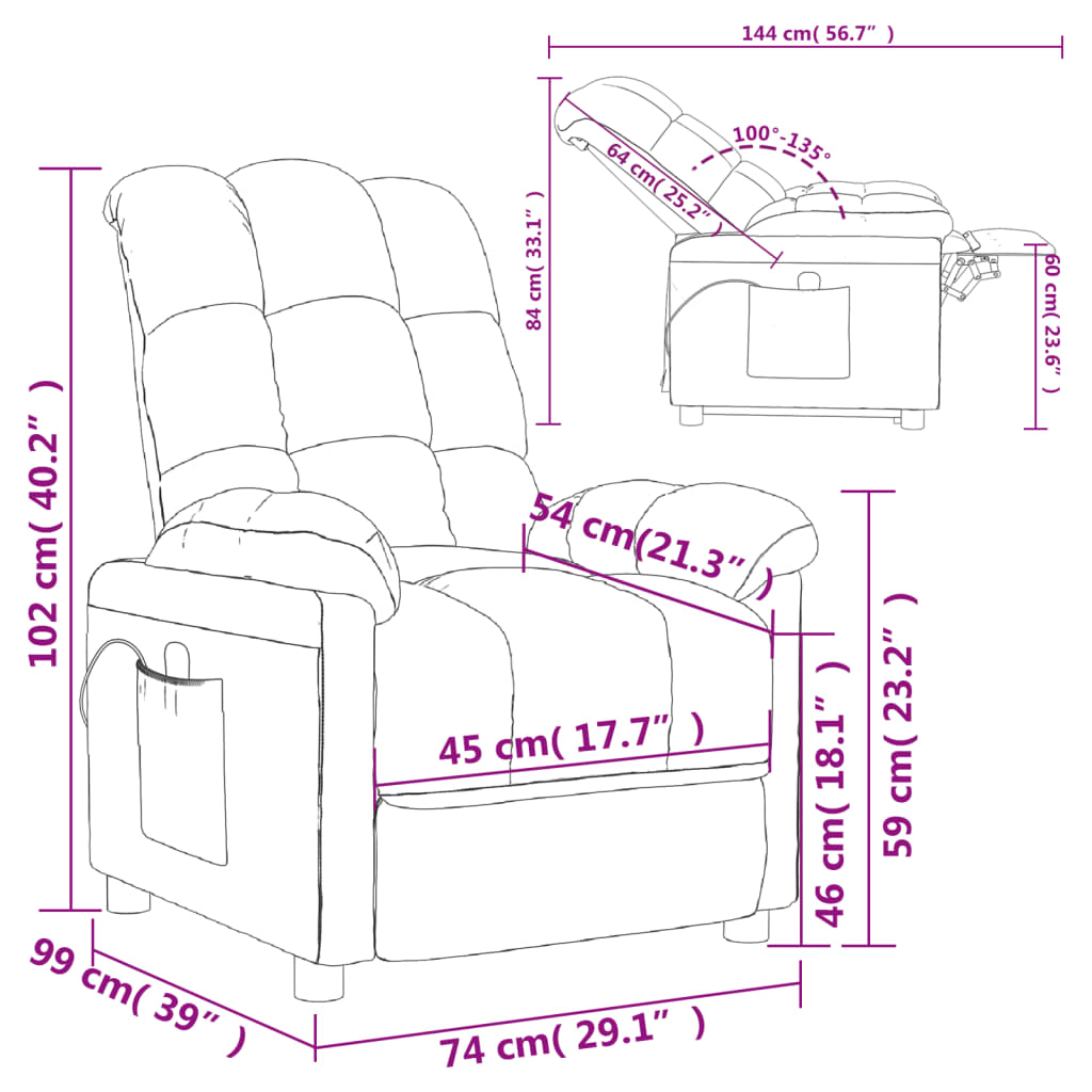 vidaXL Massagestoel stof taupe