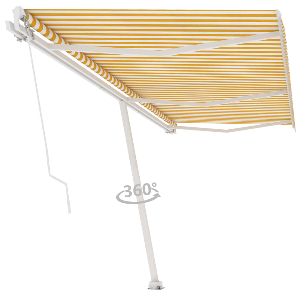 vidaXL Luifel vrijstaand handmatig uittrekbaar 600x350 cm geel en wit