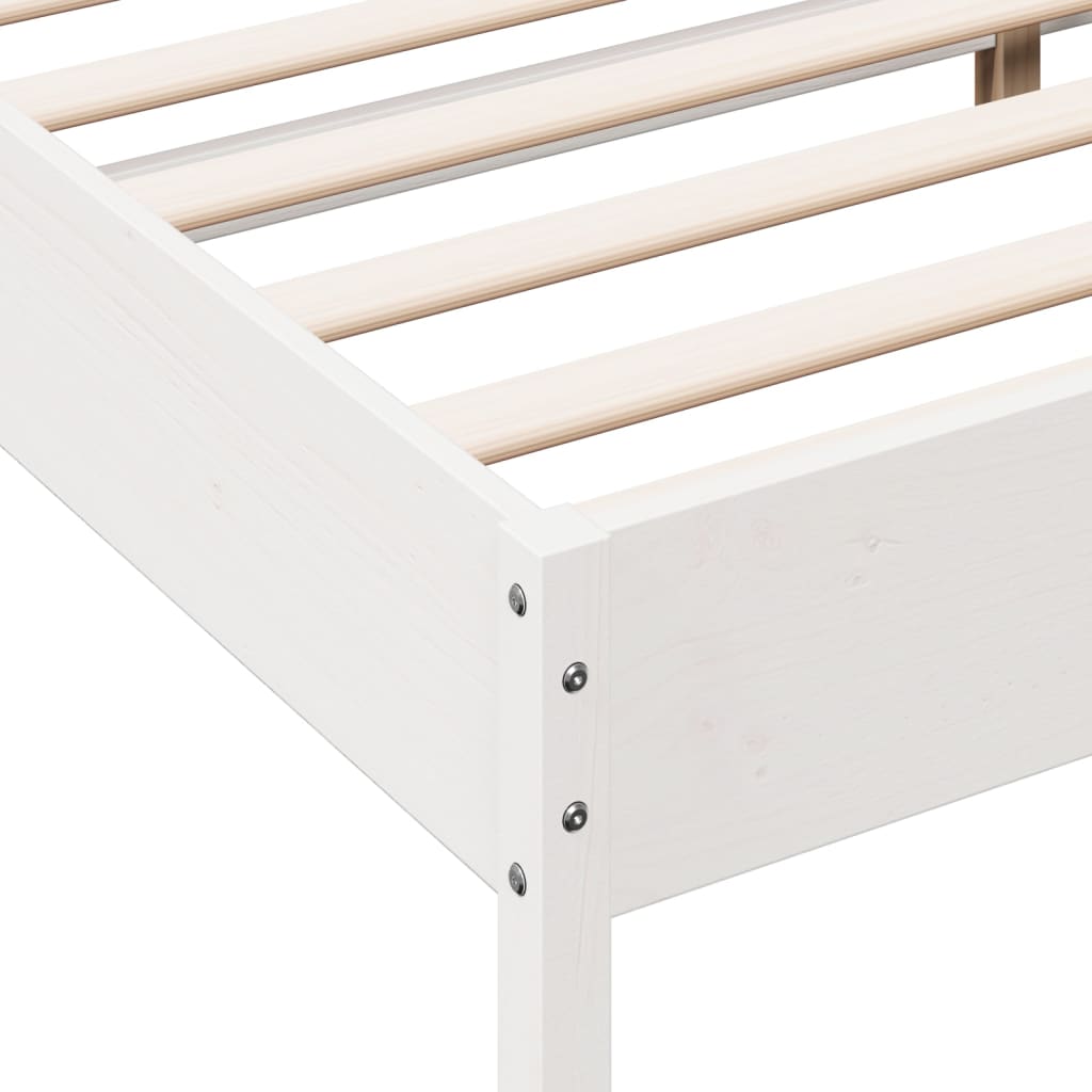 vidaXL Bedframe met hoofdbord massief grenenhout wit 140x190 cm