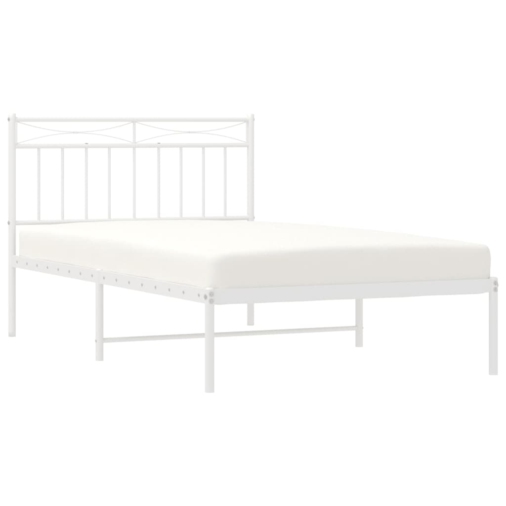 vidaXL Bedframe met hoofdbord metaal wit 107x203 cm