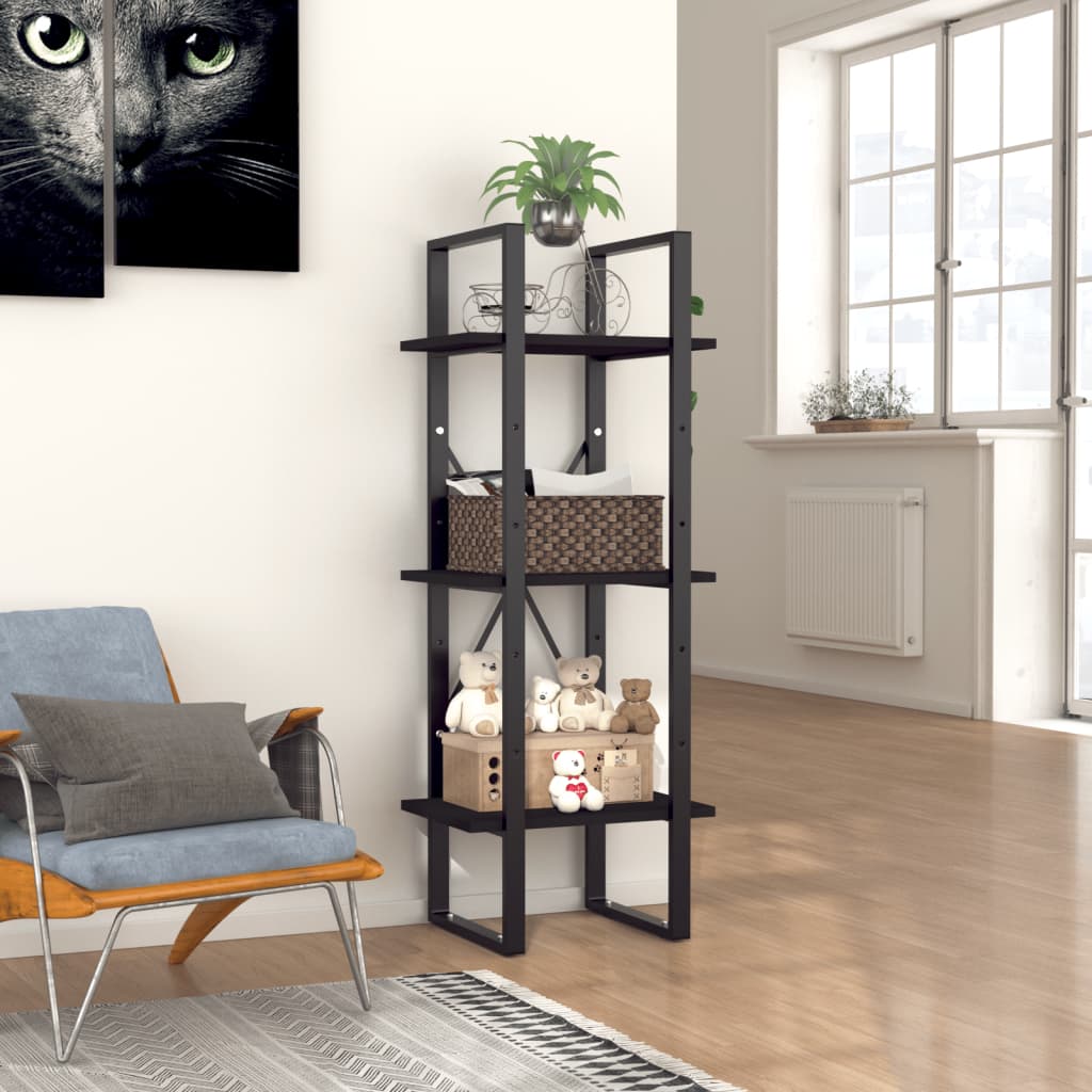 vidaXL Boekenkast met 3 schappen 40x30x105 cm bewerkt hout zwart