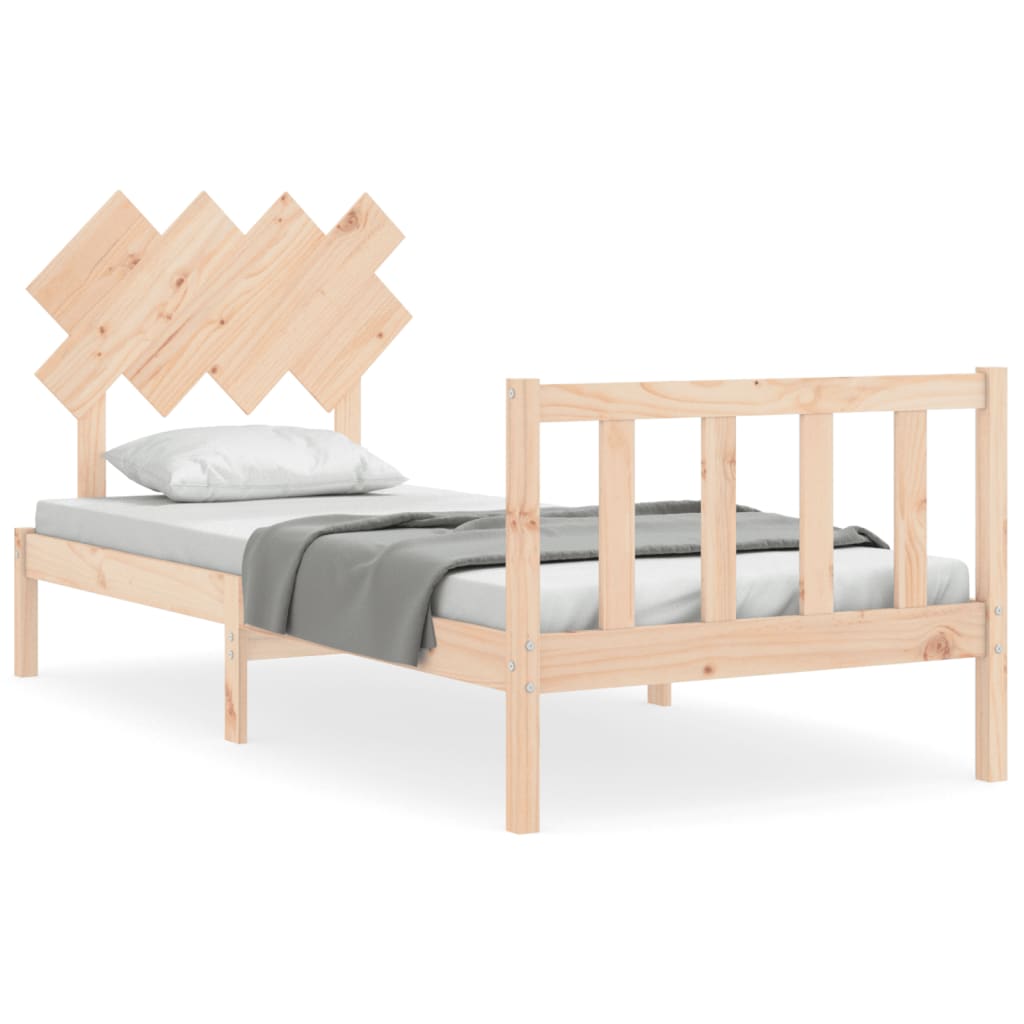 vidaXL Bedframe met hoofdbord massief hout 90x200 cm