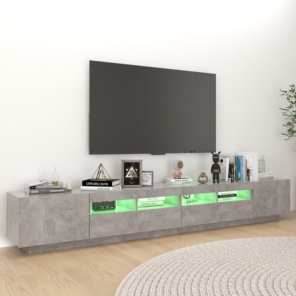 vidaXL Tv-meubel met LED-verlichting 260x35x40 cm betongrijs