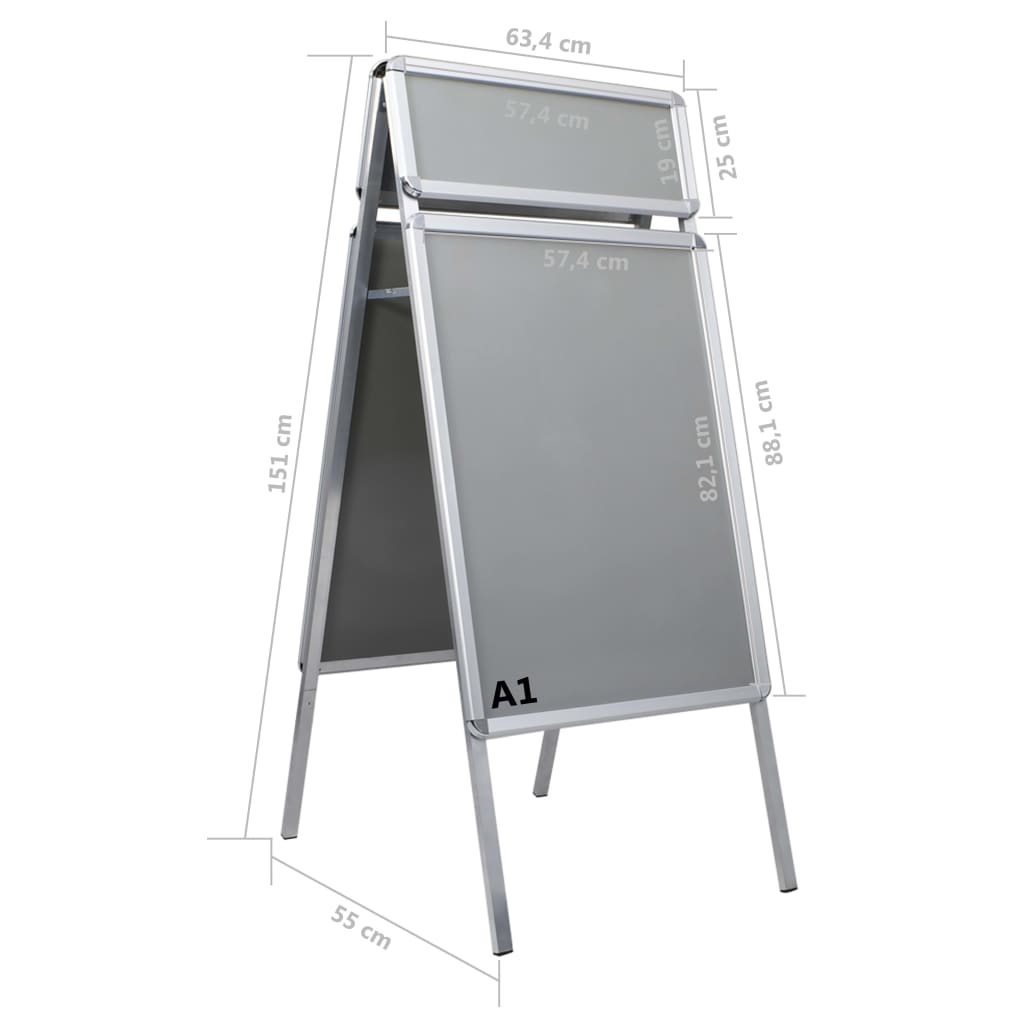 vidaXL Posterstandaard met header A1 aluminium