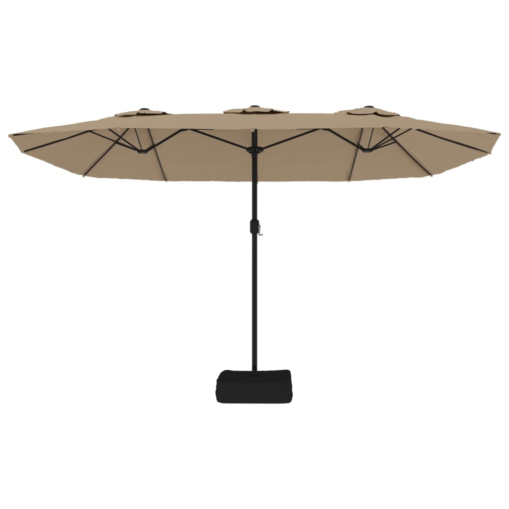 vidaXL Parasol dubbel dak met LED 449x245 cm taupe