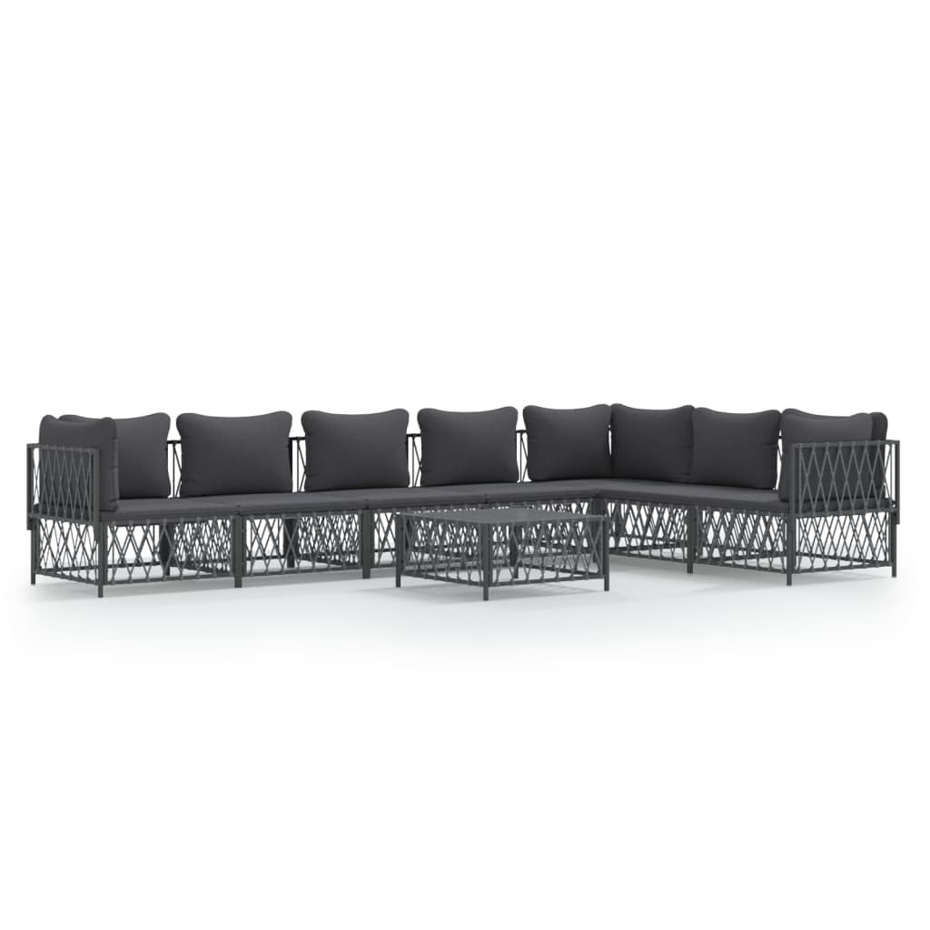 vidaXL 8-delige Loungeset met kussens staal antracietkleurig