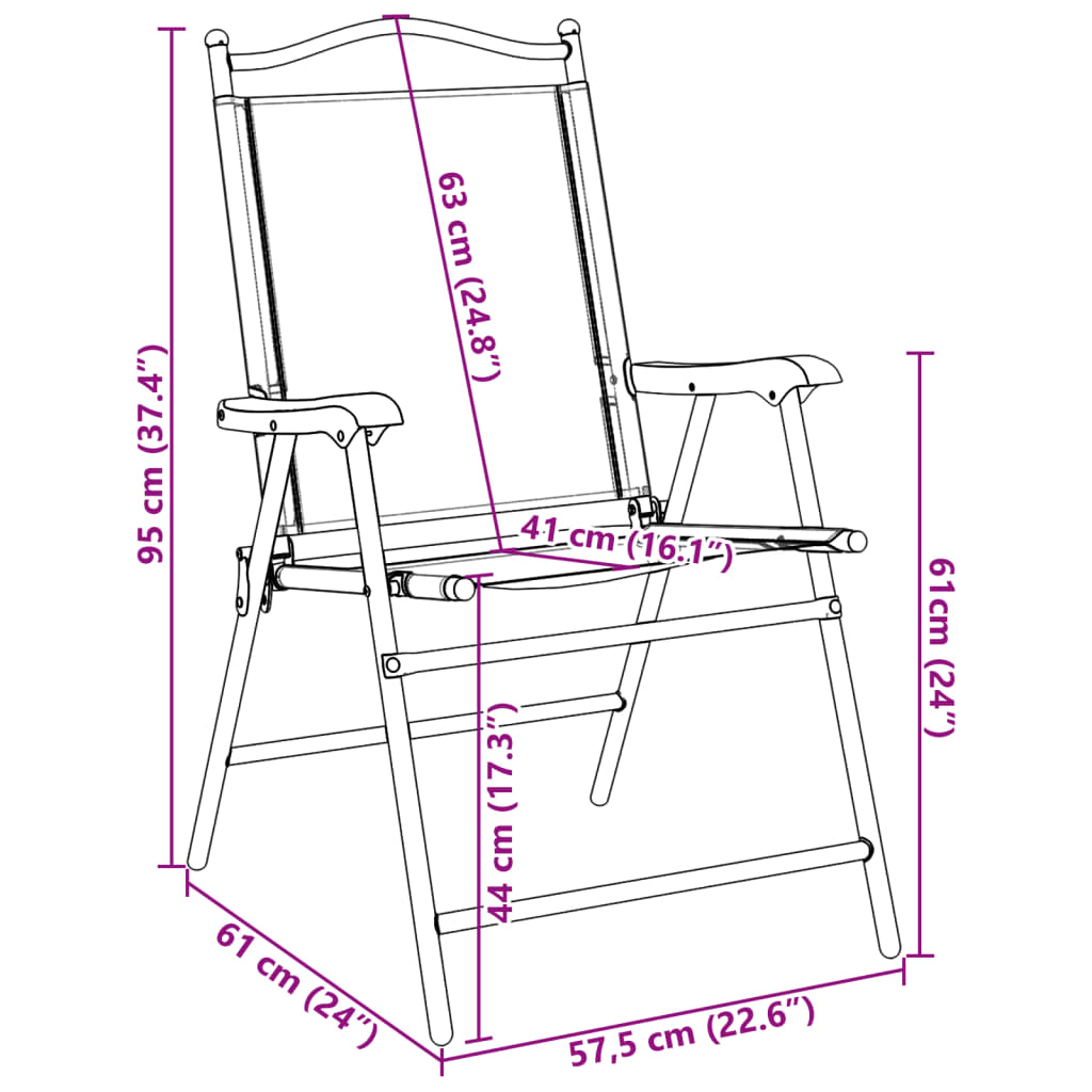 vidaXL Tuinstoelen 2 st inklapbaar staal en textileen gemêleerd grijs