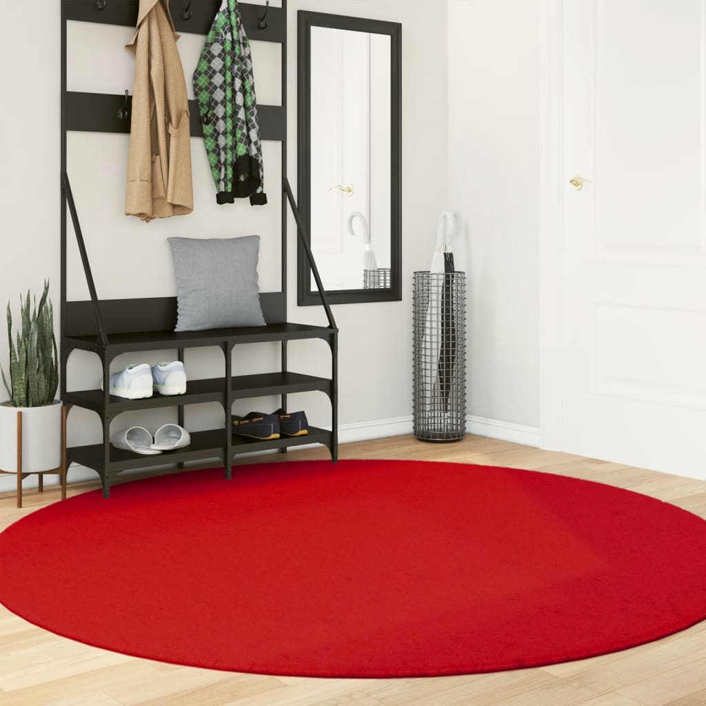 vidaXL Vloerkleed OVIEDO laagpolig Ø 200 cm rood