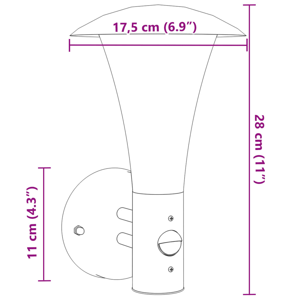 vidaXL Buitenwandlamp met sensor roestvrij staal zilverkleurig