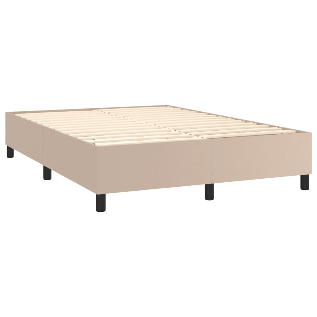 vidaXL Boxspring met matras kunstleer cappuccinokleurig 140x190 cm