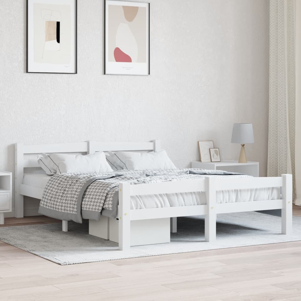 vidaXL Bedframe massief grenenhout wit 120x200 cm