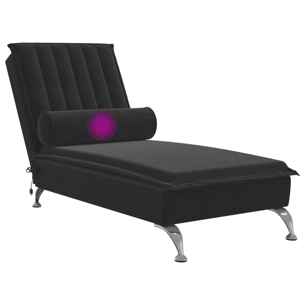 vidaXL Massage chaise longue met bolster fluweel zwart