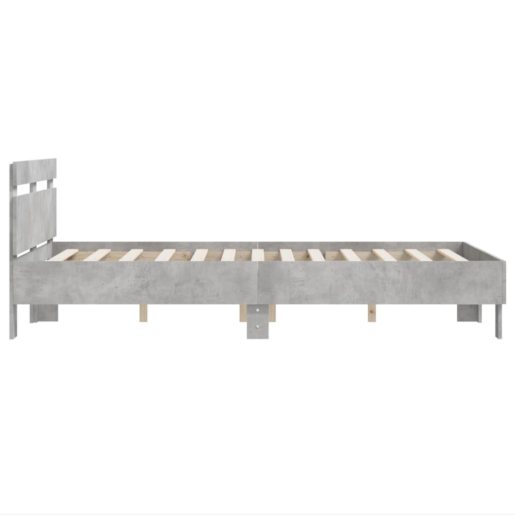 vidaXL Bedframe met hoofdeinde bewerkt hout betongrijs 120x190 cm