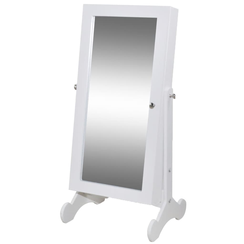 Sieradenkast met LED-lamp en spiegeldeur (wit)
