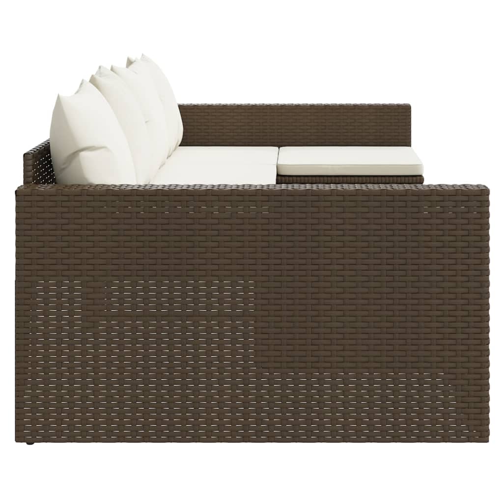 vidaXL 2-delige Loungeset met kussens poly rattan bruin