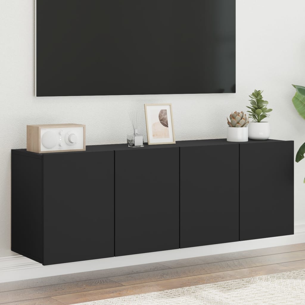 vidaXL Tv-meubels 2 st wandgemonteerd 60x30x41 cm zwart