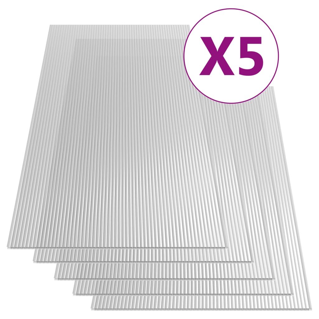 vidaXL Polycarbonaatplaten 5 st 6 mm 150x65 cm