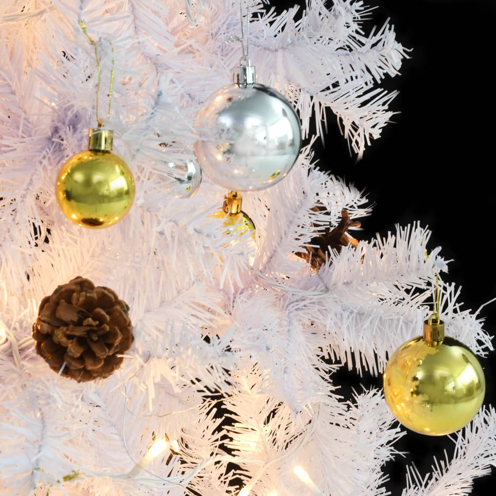 vidaXL Kunstkerstboom met verlichting en kerstballen 180 cm wit