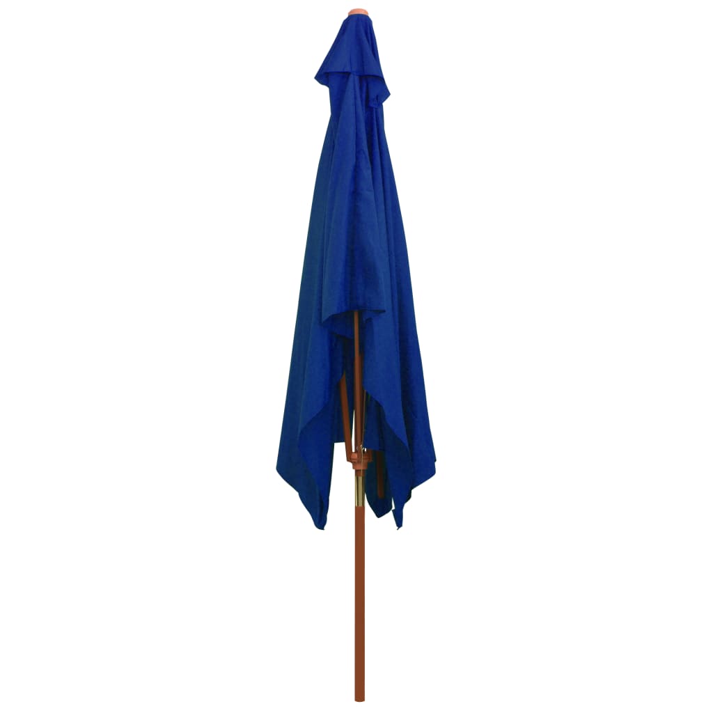 vidaXL Parasol met houten paal 200x300 cm blauw