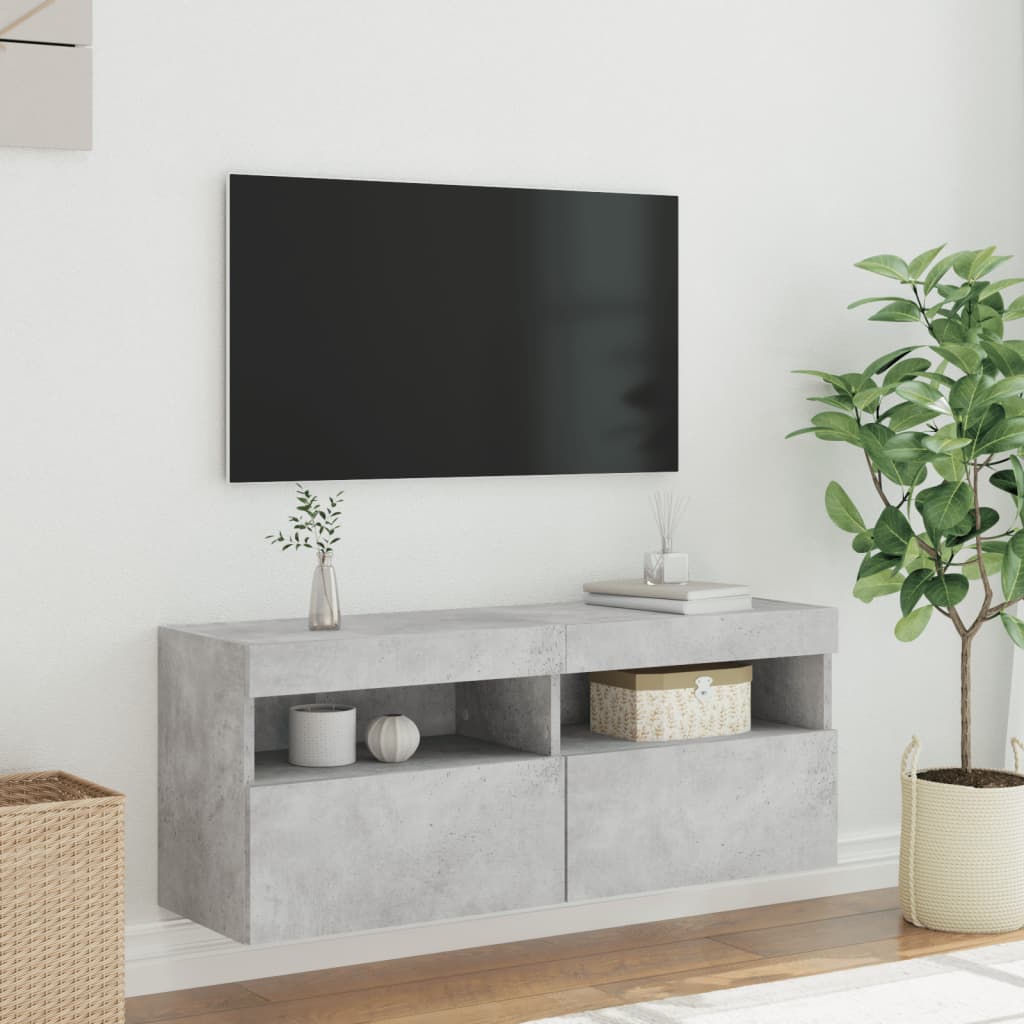 vidaXL Tv-wandmeubel met LED-verlichting 100x30x40 cm betongrijs