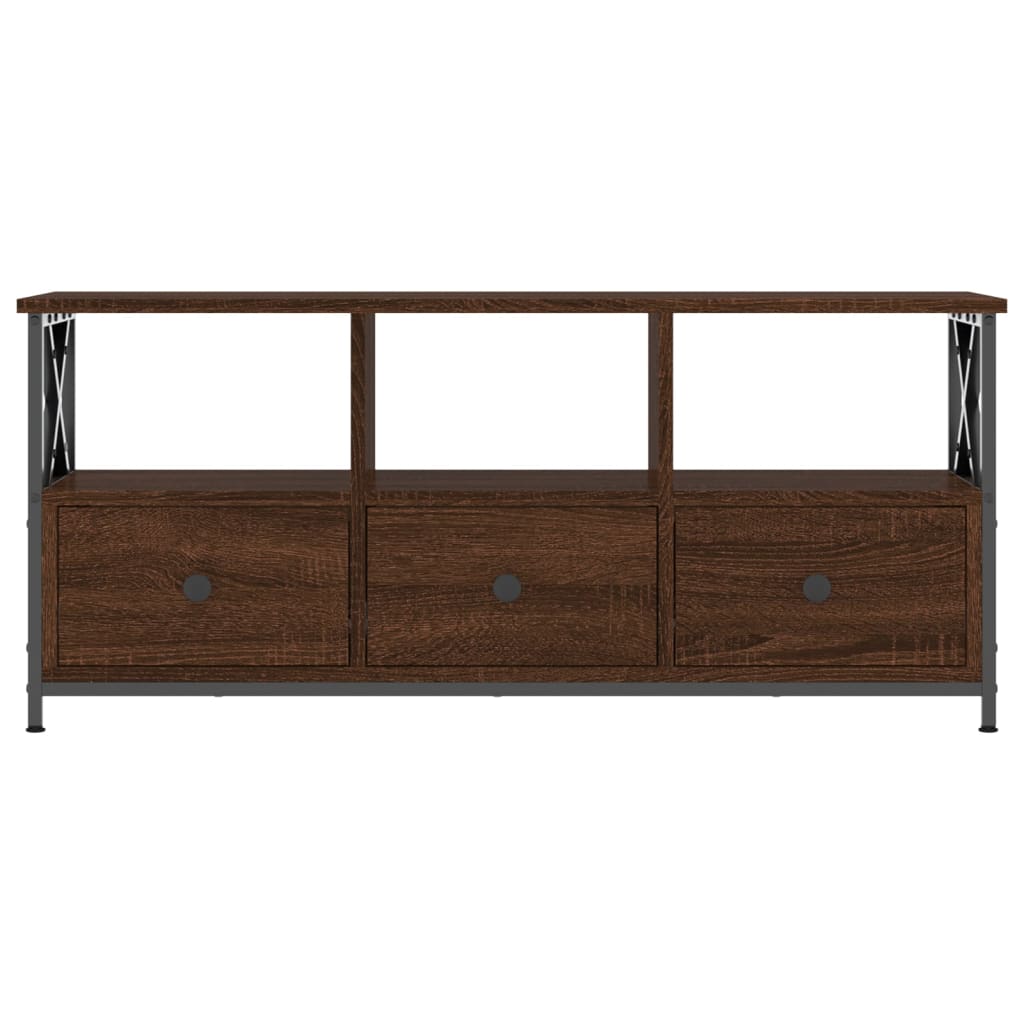 vidaXL Tv-meubel 102x33x45 cm bewerkt hout en ijzer bruin eikenkleur