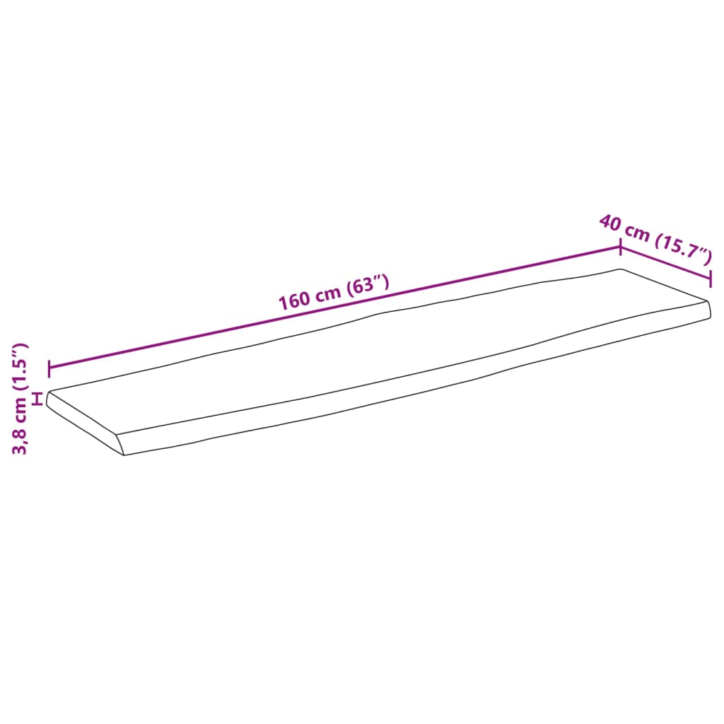 vidaXL Tafelblad met natuurlijke rand 160x40x3,8 cm massief mangohout