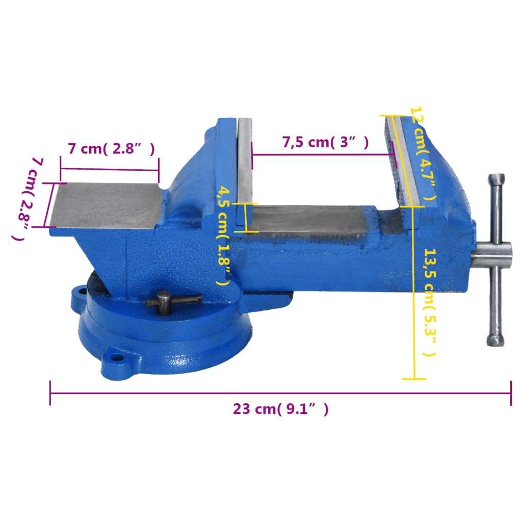 vidaXL Bankschroef 100 mm gietijzer blauw