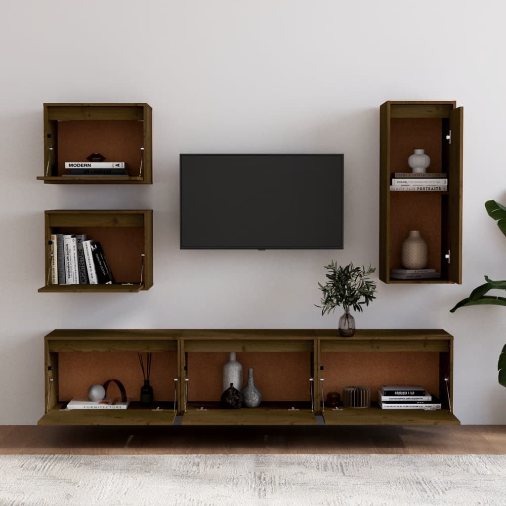 vidaXL Tv-meubelen 6 st massief grenenhout honingbruin