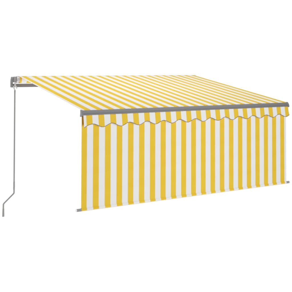 vidaXL Luifel handmatig uittrekbaar rolgordijn 3,5x2,5 m geel en wit
