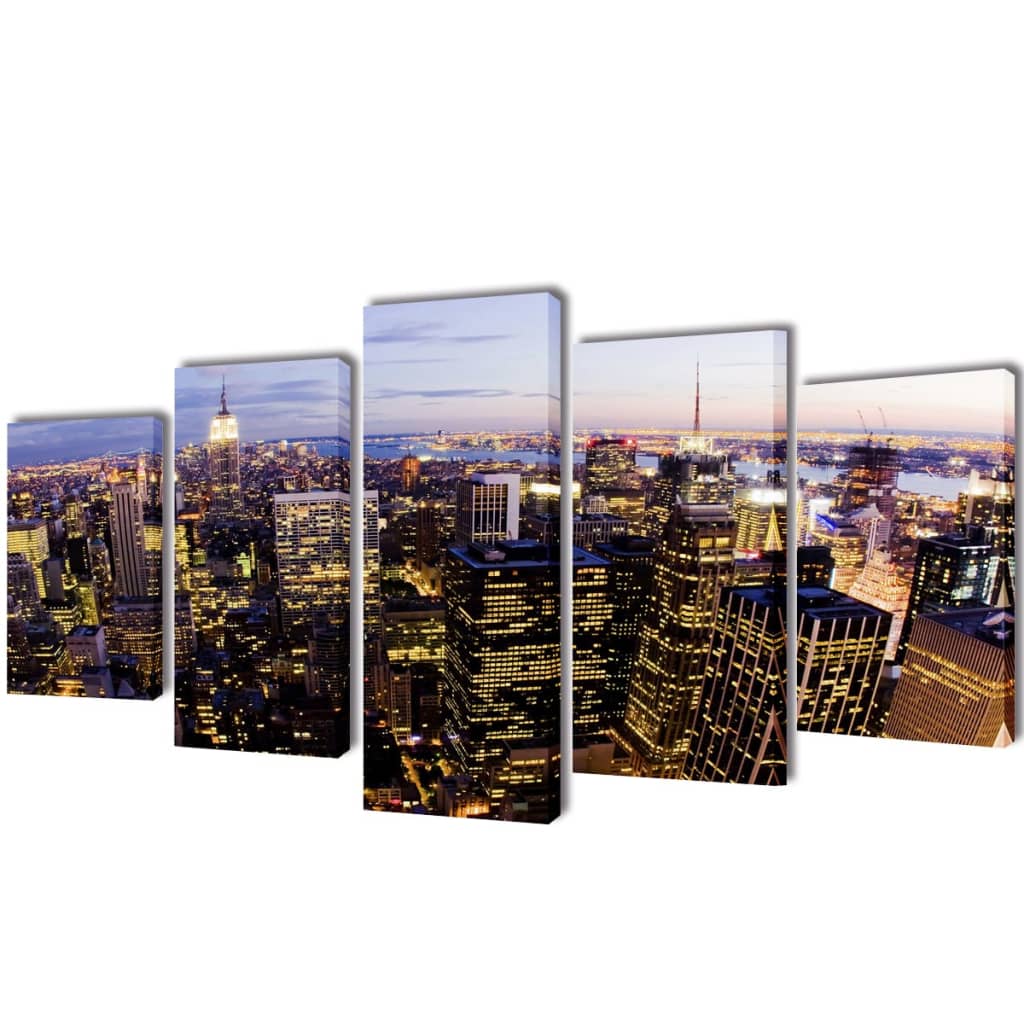 Canvas muurdruk set Horizon New York skyline 100 x 50 cm
