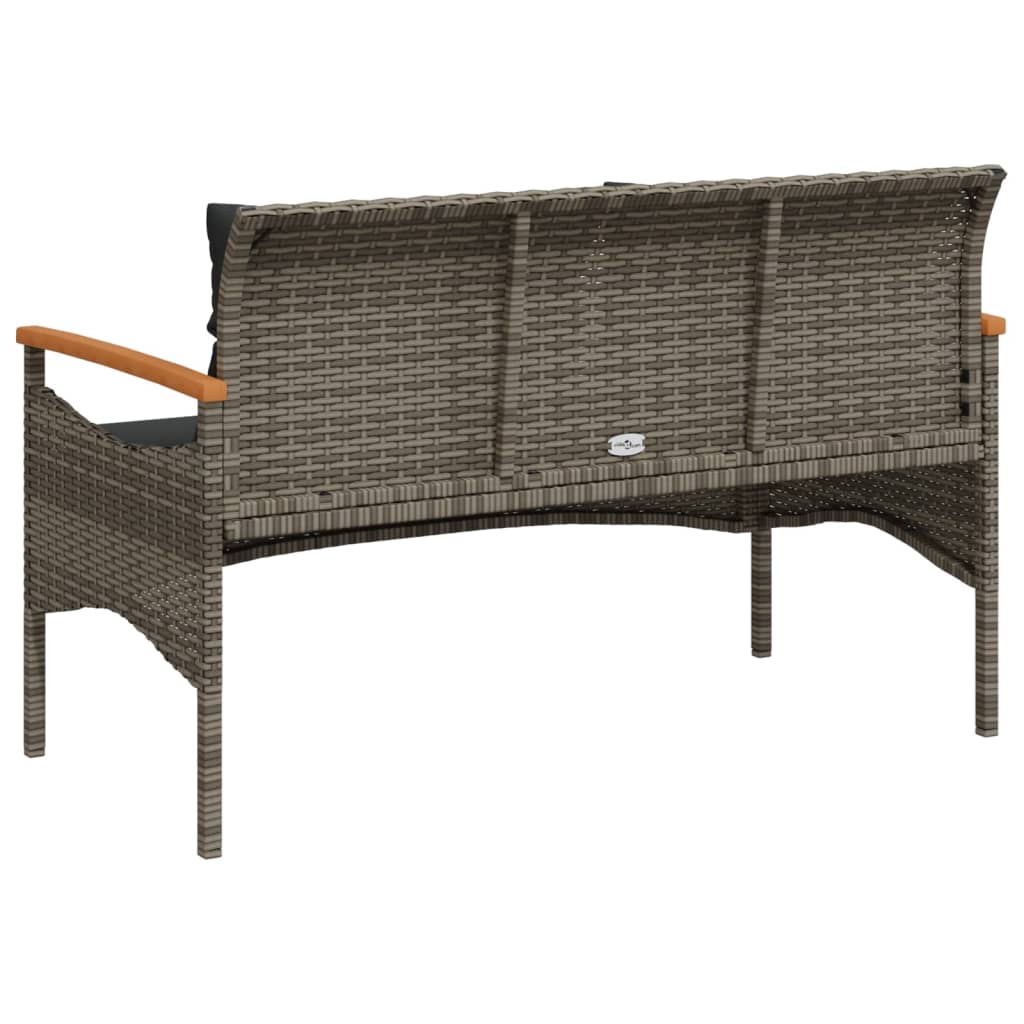 vidaXL Tuinbank met kussens 116x62,5x74 cm poly rattan grijs