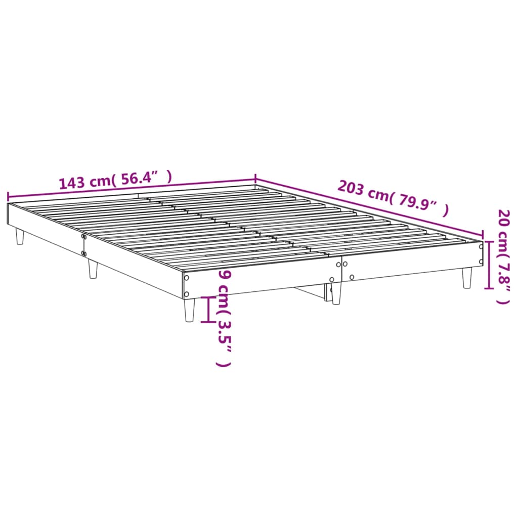 vidaXL Bedframe zonder matras bewerkt hout bruin eikenkleur 140x200 cm