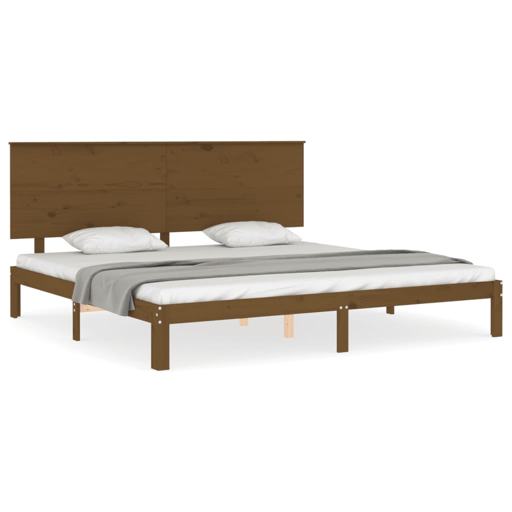 vidaXL Bedframe met hoofdbord massief hout honingbruin 200x200 cm