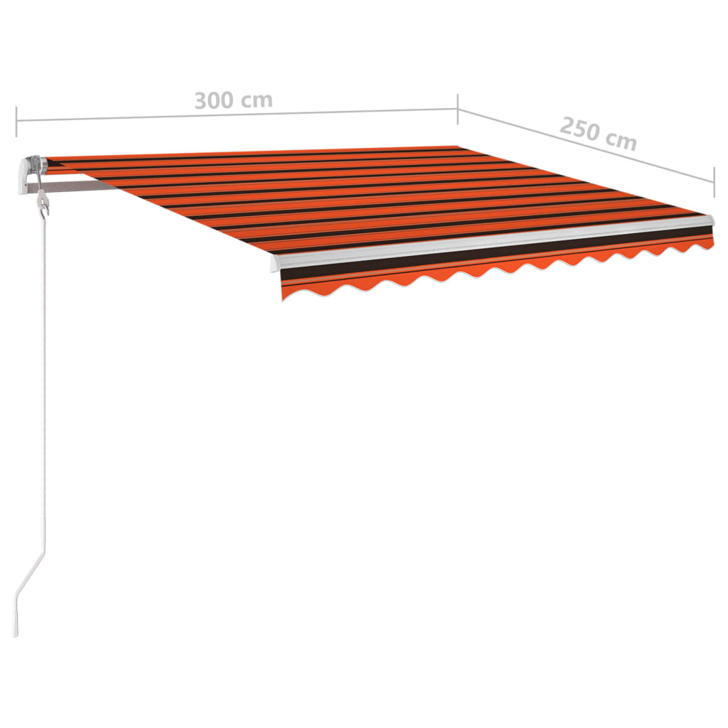 vidaXL Luifel automatisch uittrekbaar met palen 3x2,5 m oranje bruin