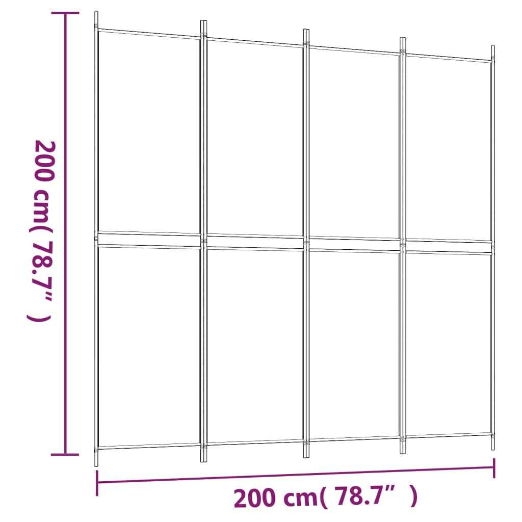 vidaXL Kamerscherm met 4 panelen 200x200 cm stof wit