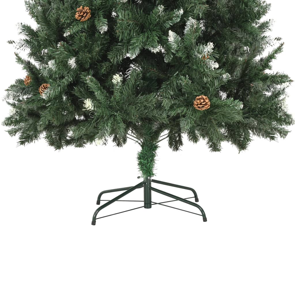 vidaXL Kunstkerstboom met dennenappels en wit glitter 210 cm