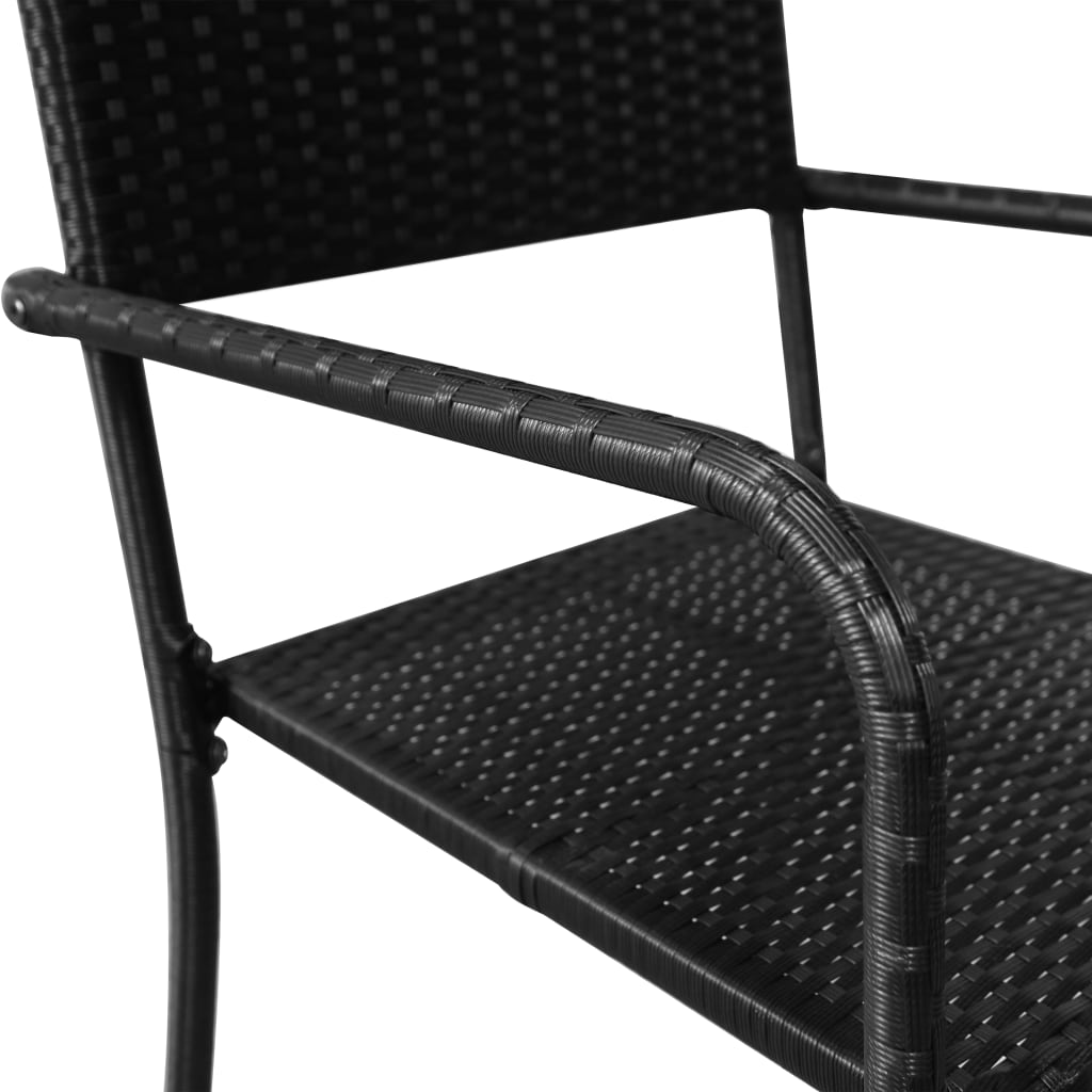 vidaXL Tuinstoelen 2 st stapelbaar poly rattan zwart