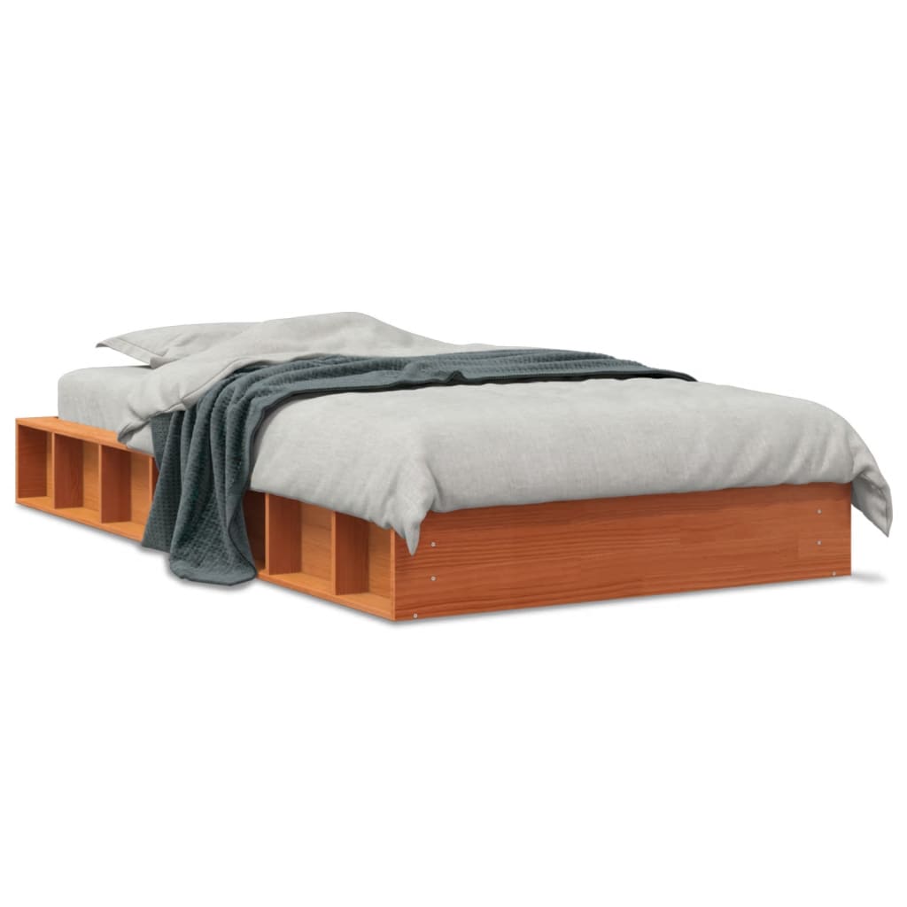 vidaXL Bedframe zonder matras massief grenenhout wasbruin 75x190 cm