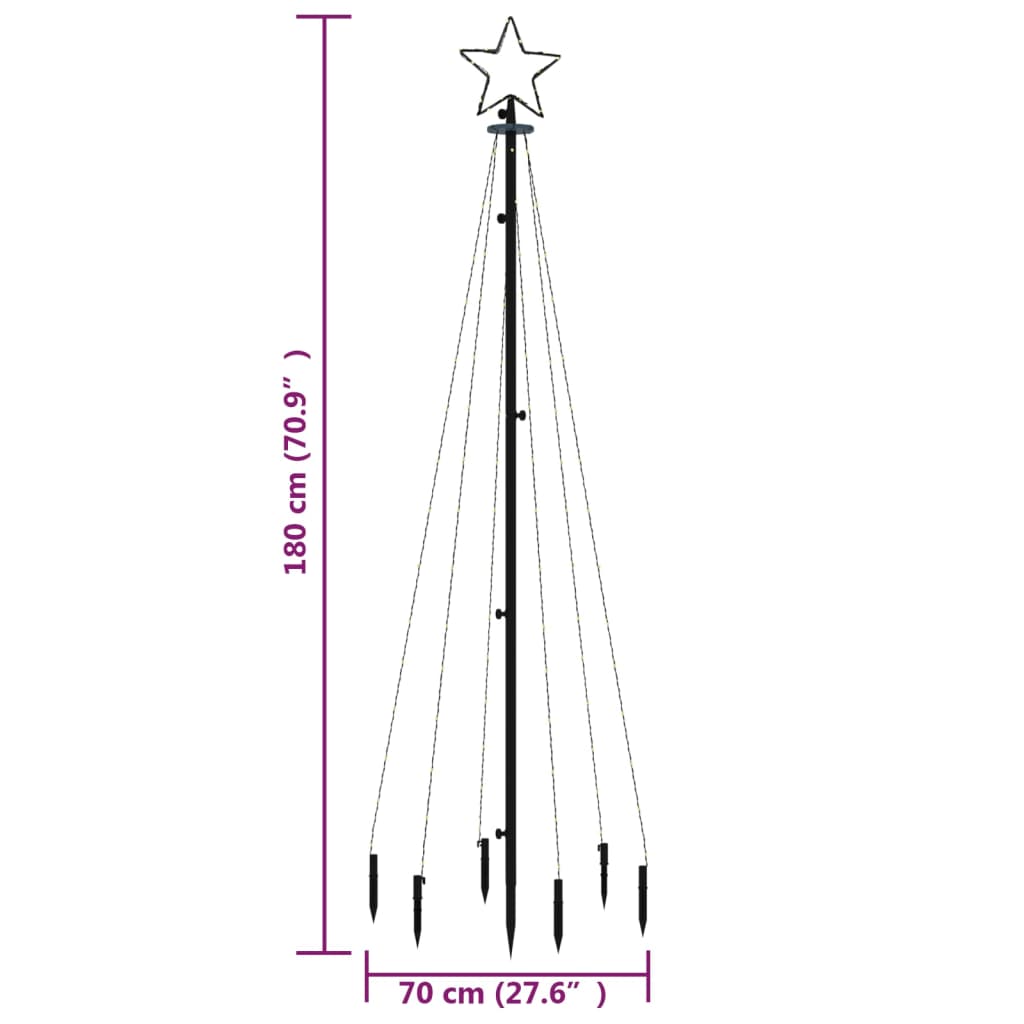 vidaXL Kerstboom met grondpin 108 LED's koudwit 180 cm