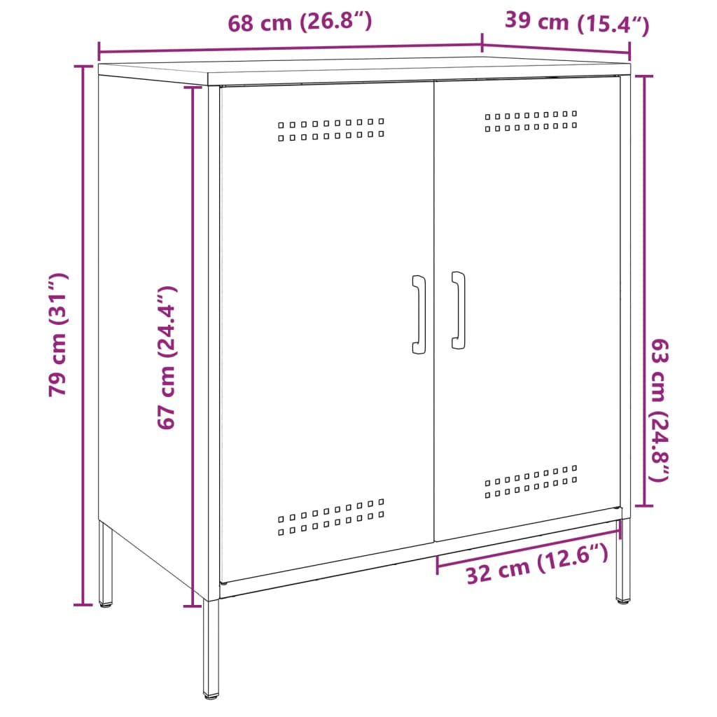 vidaXL Dressoir 68x39x79 cm staal olijfgroen