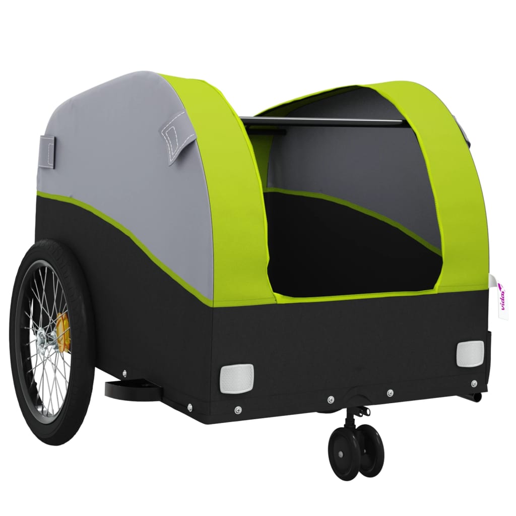 vidaXL Fietstrailer 30 kg ijzer zwart en groen