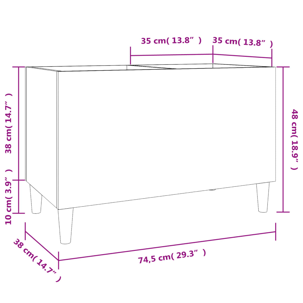 vidaXL Platenkast 74,5x38x48 cm bewerkt hout wit