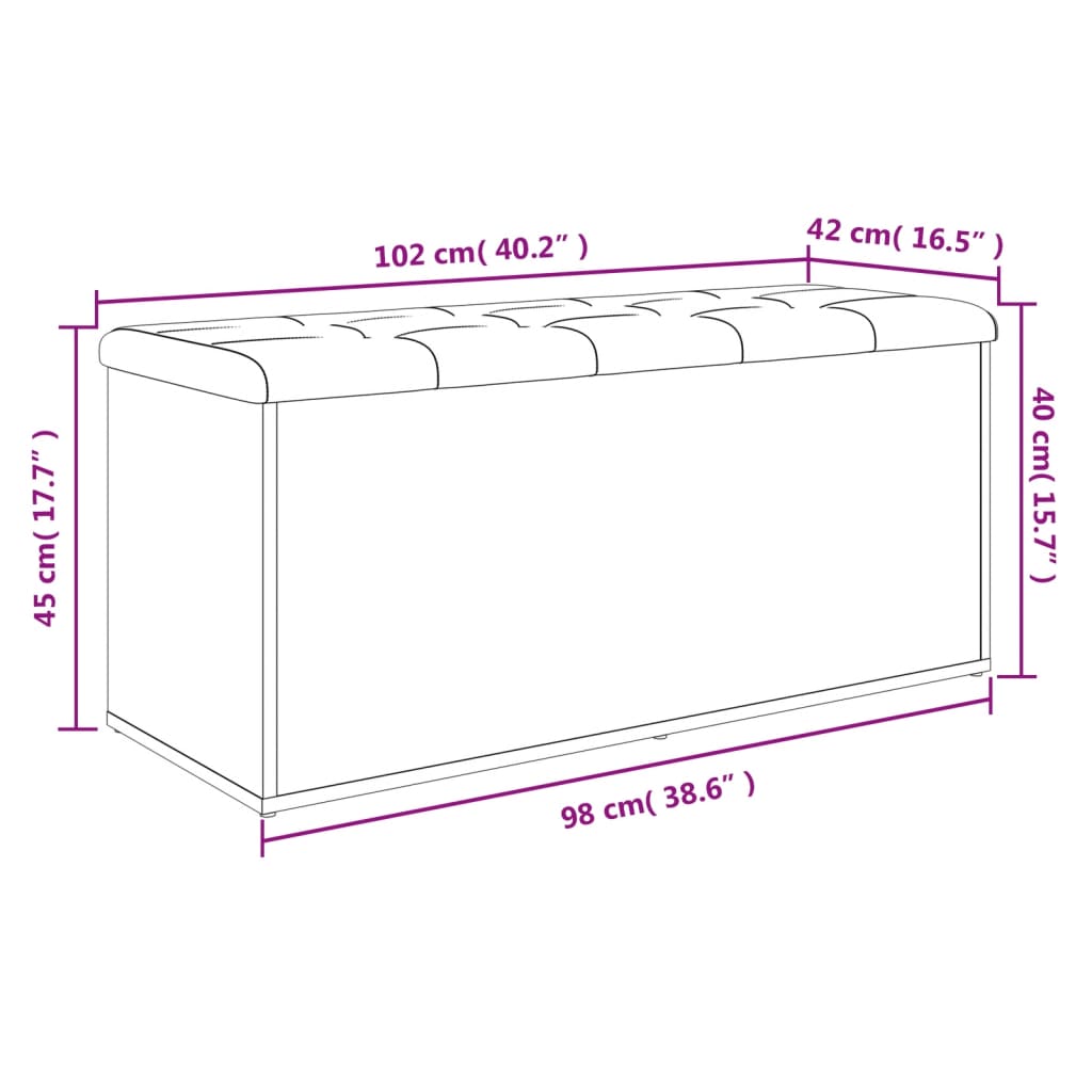 vidaXL Opbergbankje 102x42x45 cm bewerkt hout sonoma eikenkleurig