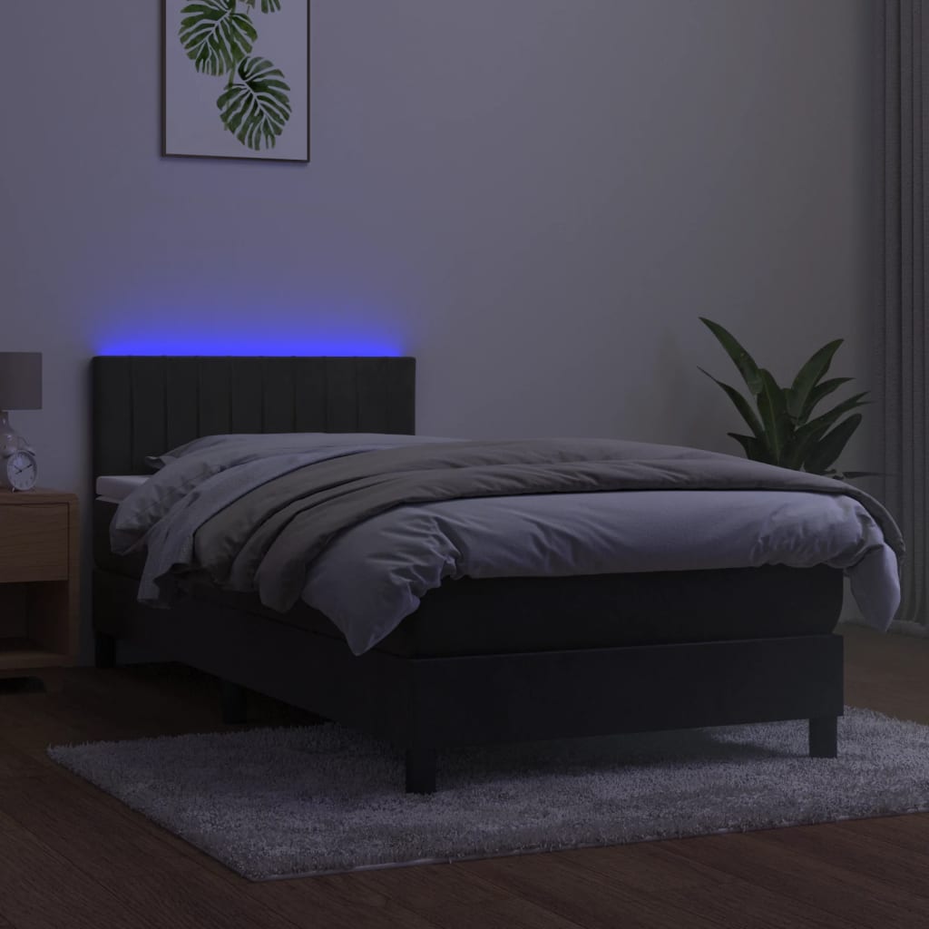 vidaXL Boxspring met matras en LED fluweel donkergrijs 100x200 cm