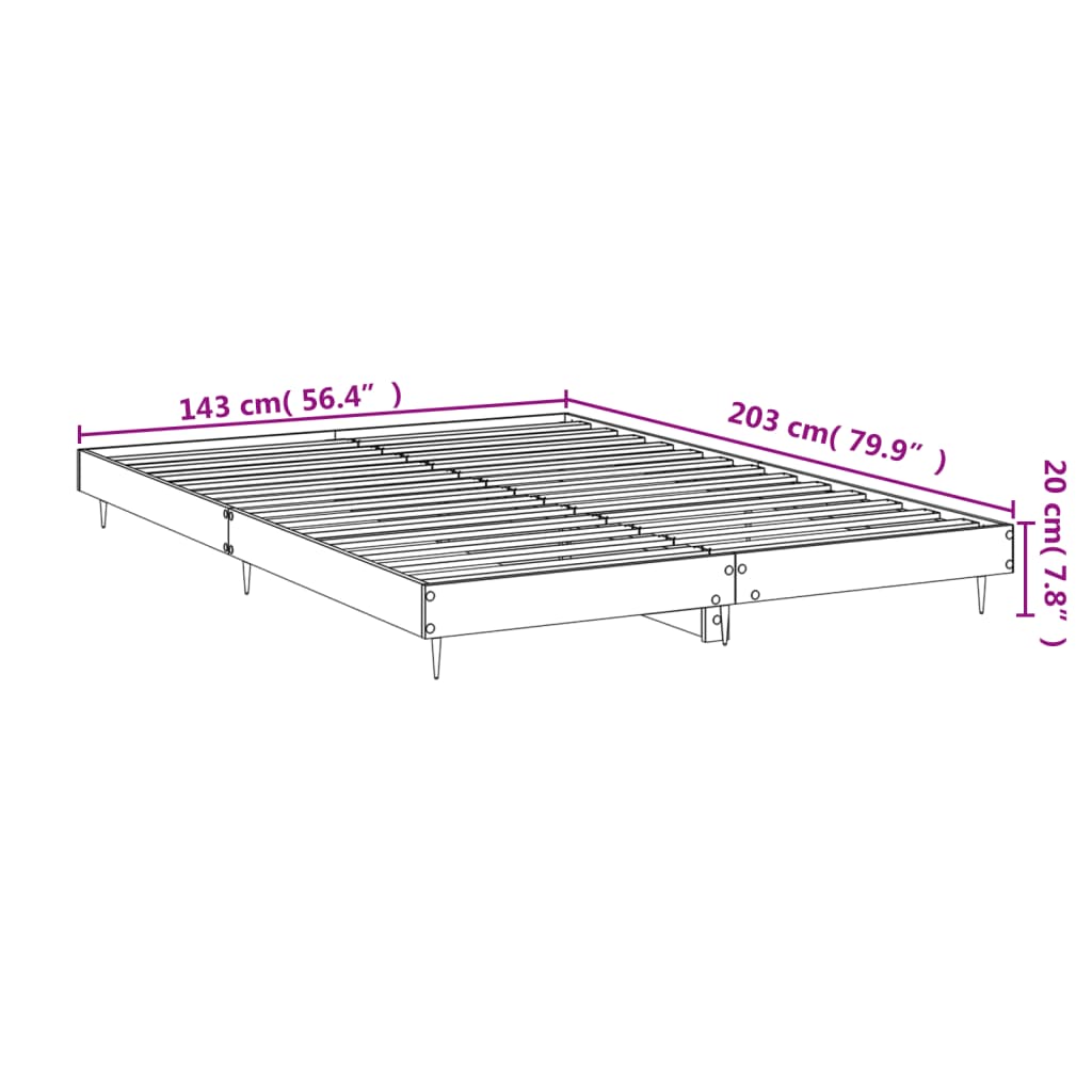 vidaXL Bedframe bewerkt hout grijs sonoma eikenkleurig 140x200 cm