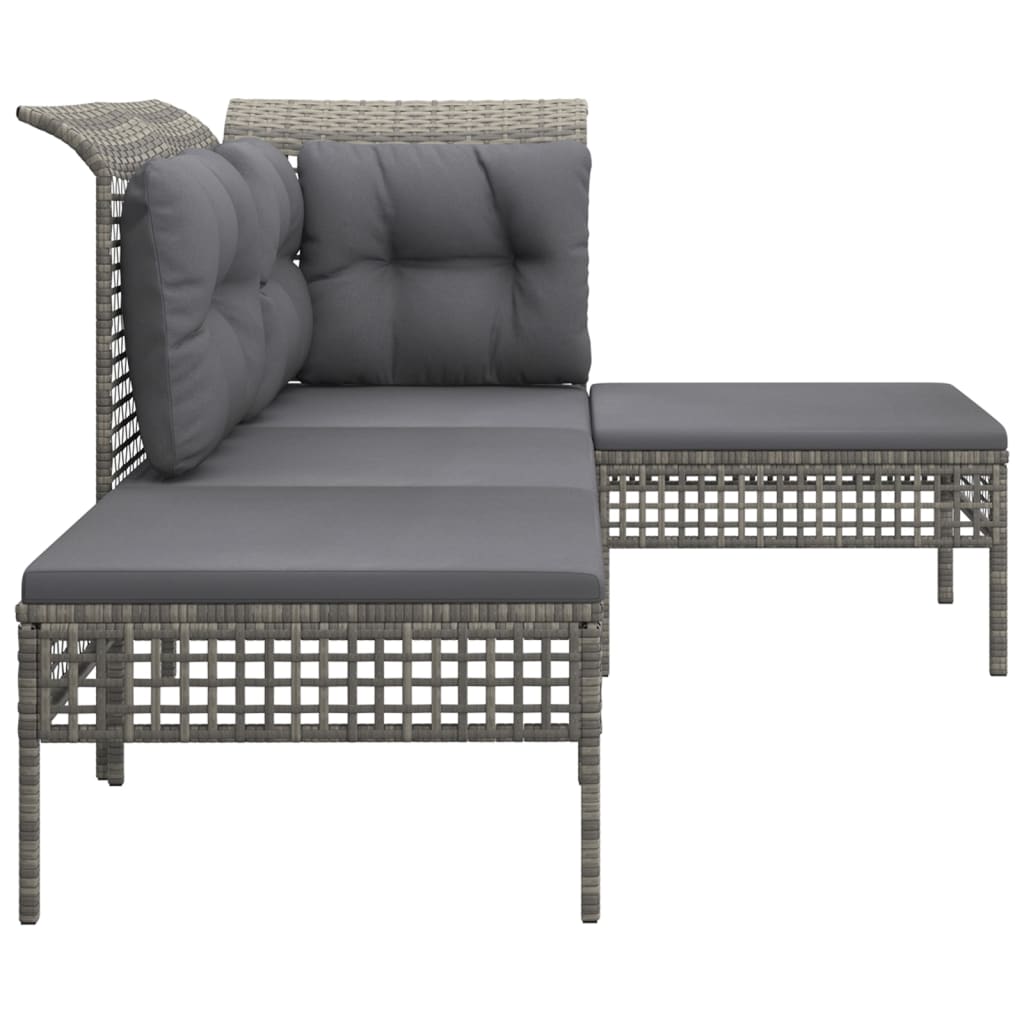 vidaXL 4-delige Loungeset met kussens poly rattan grijs