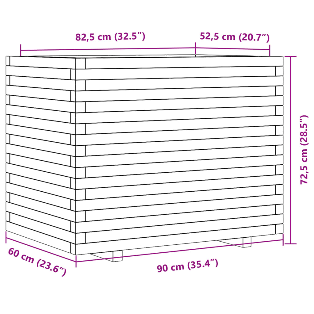 vidaXL Plantenbak 90x60x72,5 cm geïmpregneerd grenenhout